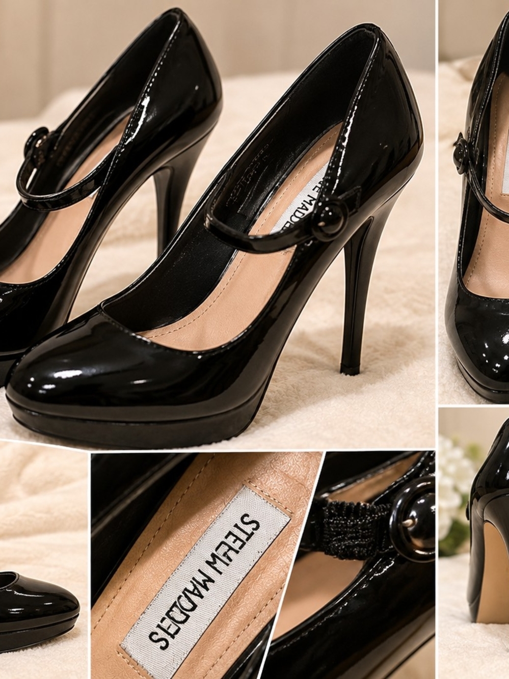 Steve Madden Black Patent Mary Jane Platform Heels